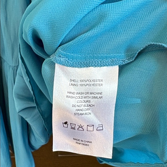 EUC Evereve Sleeveless Smocked Waist Ruffle Neck Dress Blue Size XS - Picture 9 of 10